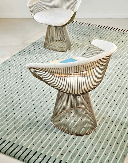 Morandi Mint Green Lines Handwoven Rug – Geometric Stripe