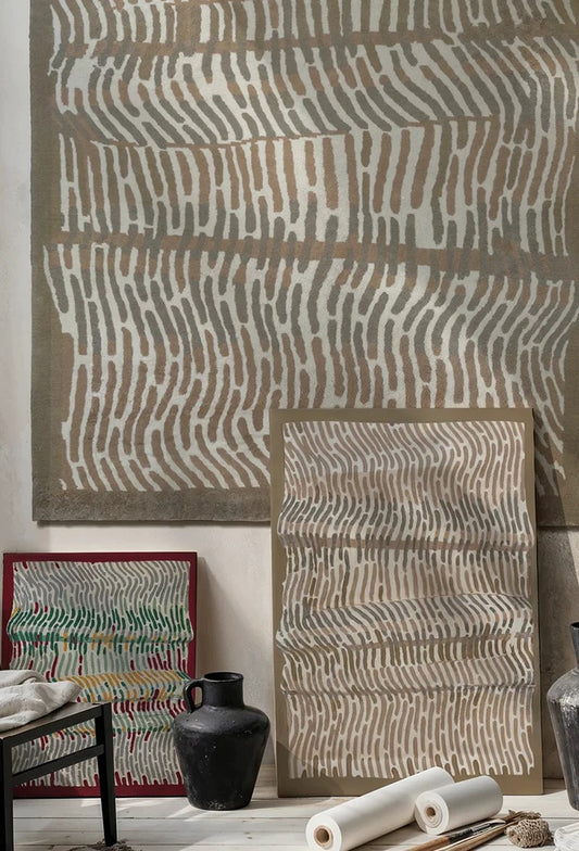 Contour Rhythm Handwoven Rug – Zebra / Wine Yard