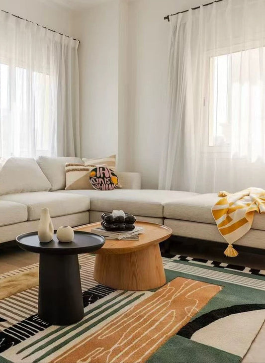 GeoVista Handwoven Rug — Earthtone Mosaic