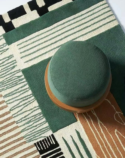 GeoVista Handwoven Rug — Earthtone Mosaic