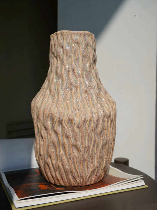 Rippling Tree Bark Handcrafted Ceramic Vase