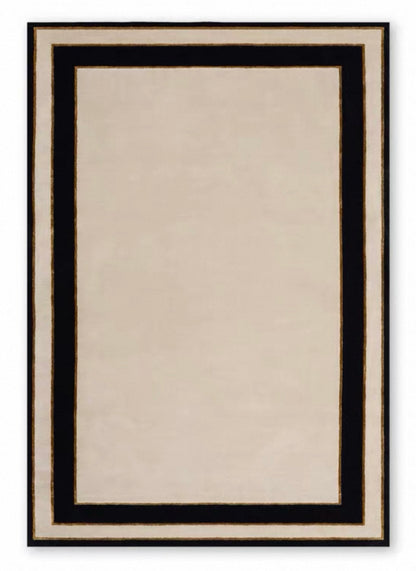 Gilded Frame Handwoven Rug — Beige & Black