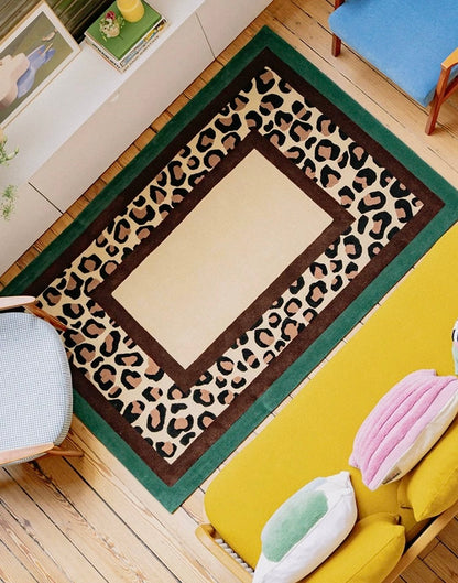 Savanna Frame Handwoven Rug – Emerald & Cocoa