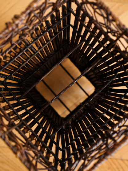 Japanese 20th Century Iron and Rattan Umbrella Stand