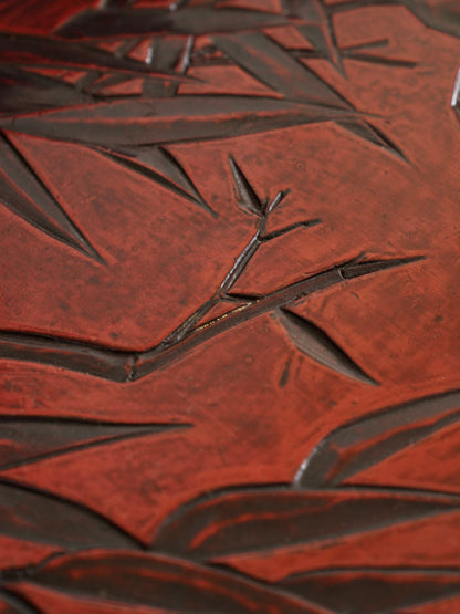 Japanese 20th Century Lacquerware Tray with Bamboo Motif