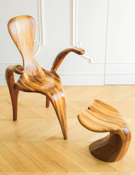 Polyte Solet Hand-Carved Wooden Chair