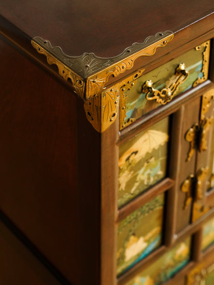 Korean 20th Century Lacquer Hand-painted Storage Cabinet
