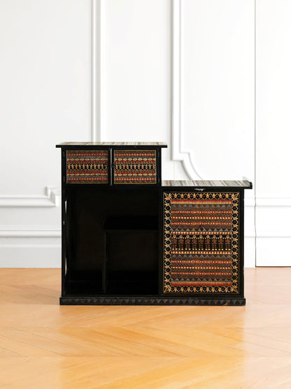 Japanese 20th Century Lacquerware and Wood-carved Tea Stand Cabinet