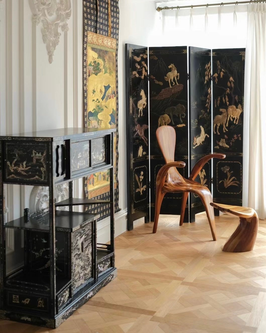 Polyte Solet Hand-Carved Wooden Chair