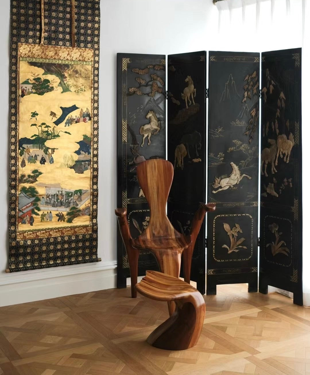 Polyte Solet Hand-Carved Wooden Chair