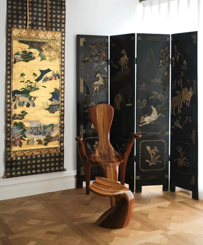 Polyte Solet Hand-Carved Wooden Chair