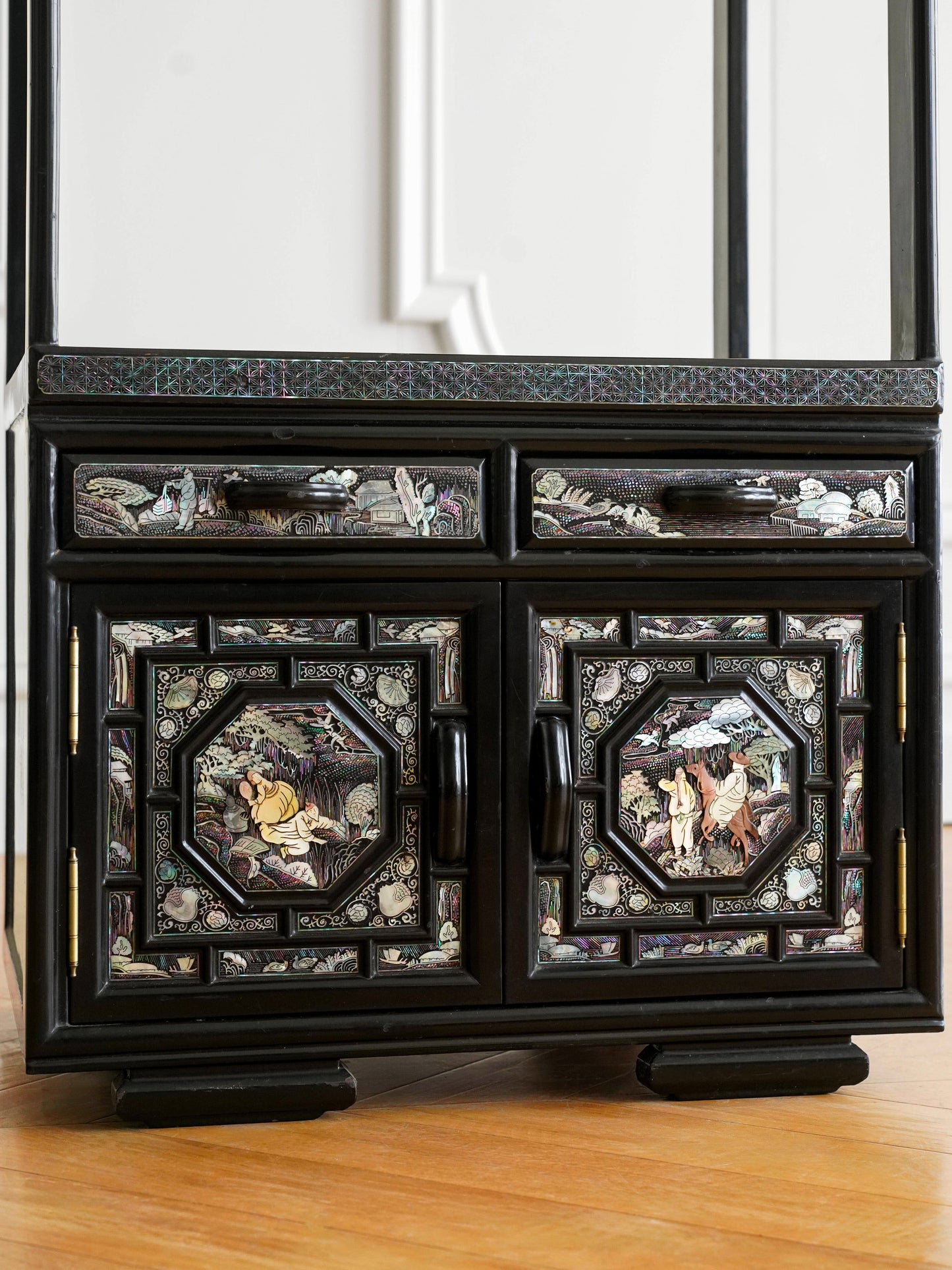 Korean Late 19th Century Mother-of-Pearl Inlaid Storage Cabinet Set