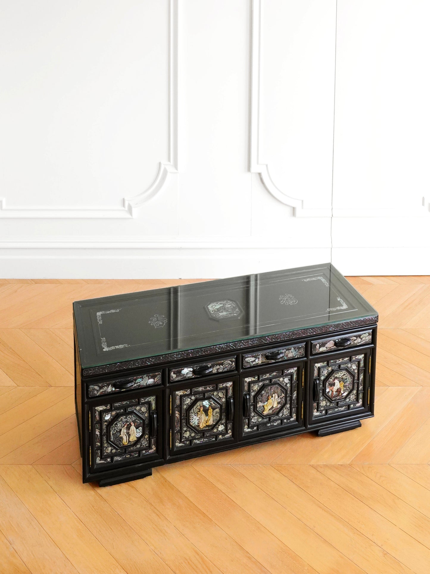 Korean Late 19th Century Mother-of-Pearl Inlaid Storage Cabinet Set