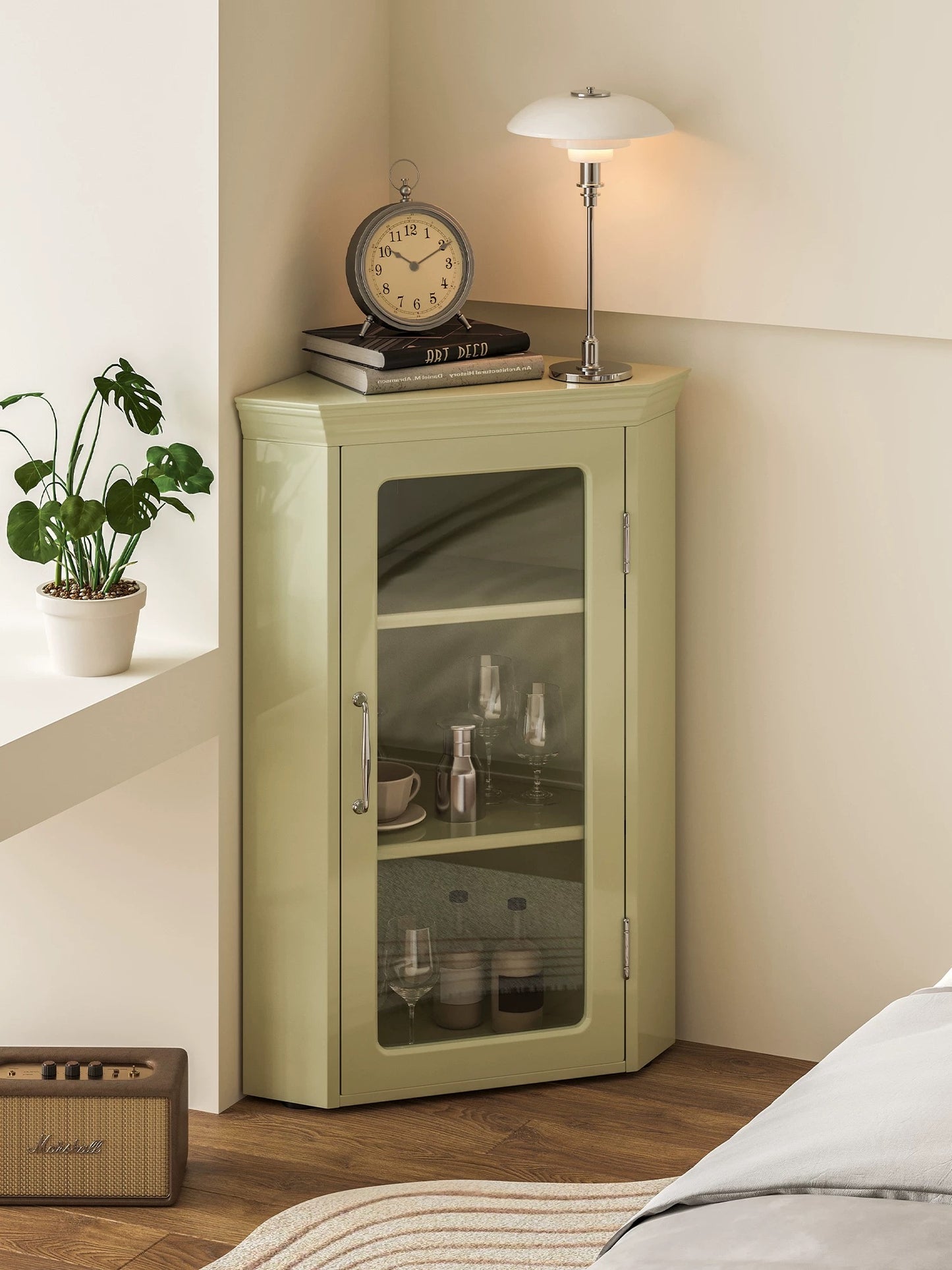 Japanese Vintage-Style Corner Cabinet