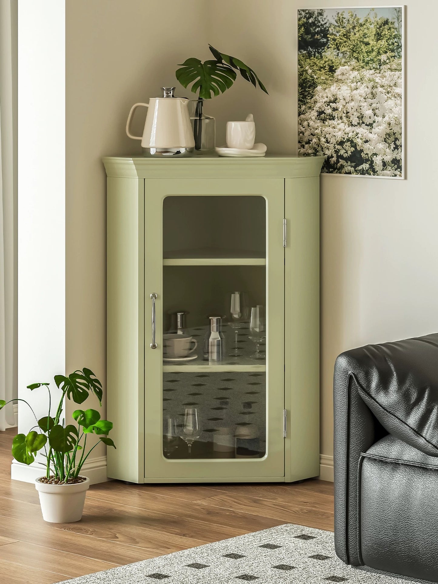Japanese Vintage-Style Corner Cabinet