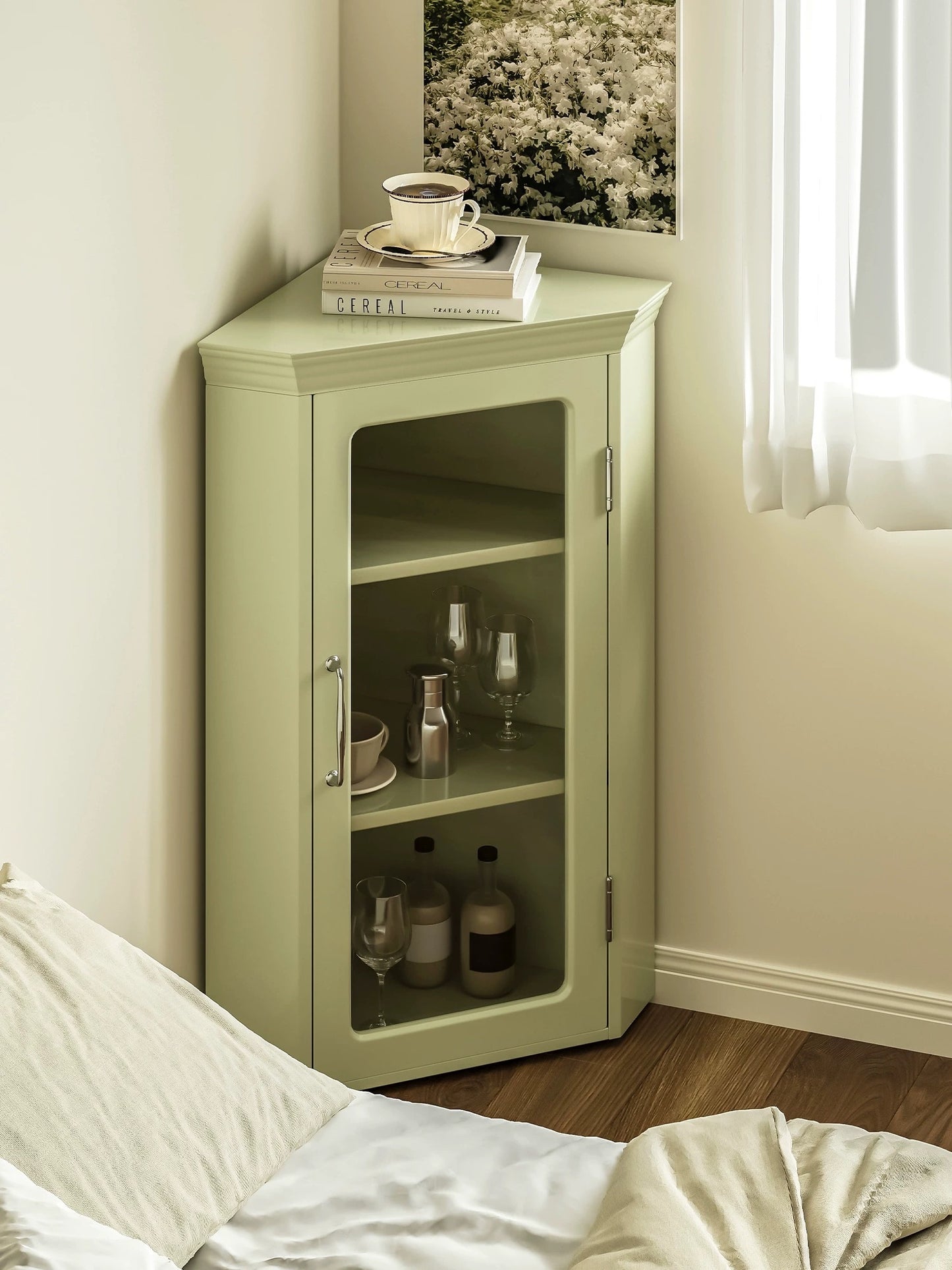 Japanese Vintage-Style Corner Cabinet