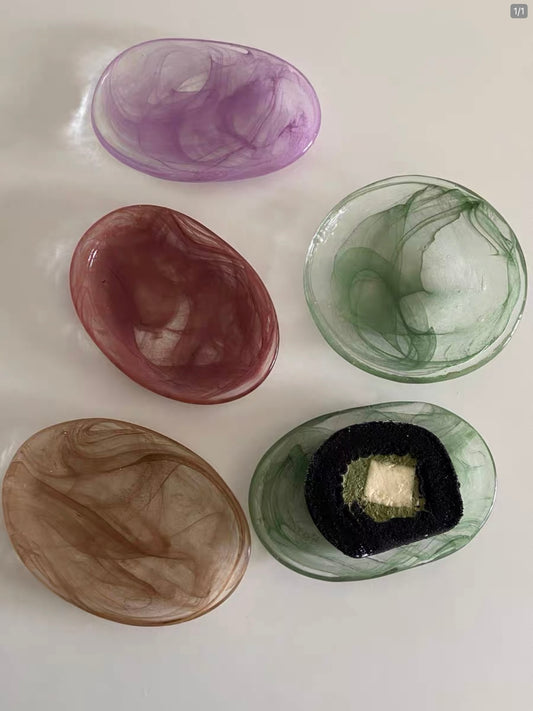 Cloud Veil Handcrafted Glass Dish