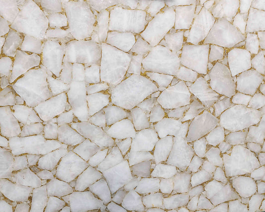 White Crystal with Gold Veins Gemstone Slab
