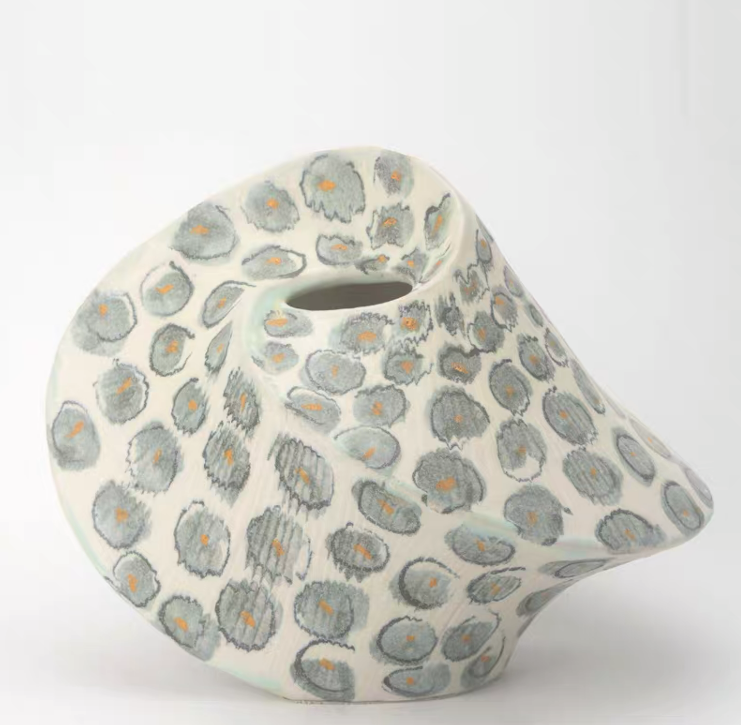 Sage Halo Drift Sculptural Vase