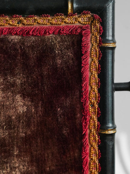 Woodcarving Imitation Bamboo Velvet Fireplace Screen
