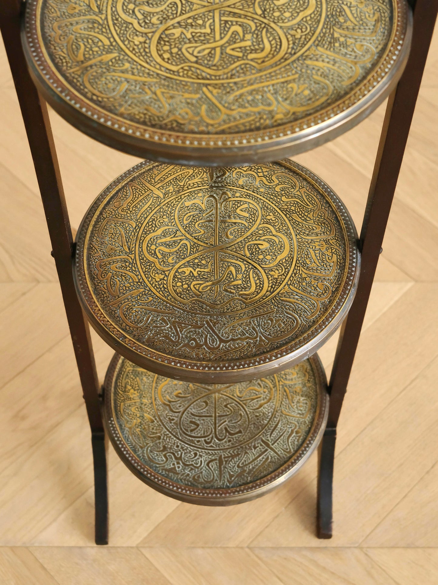 Edwardian Brass Folding Tea Stand