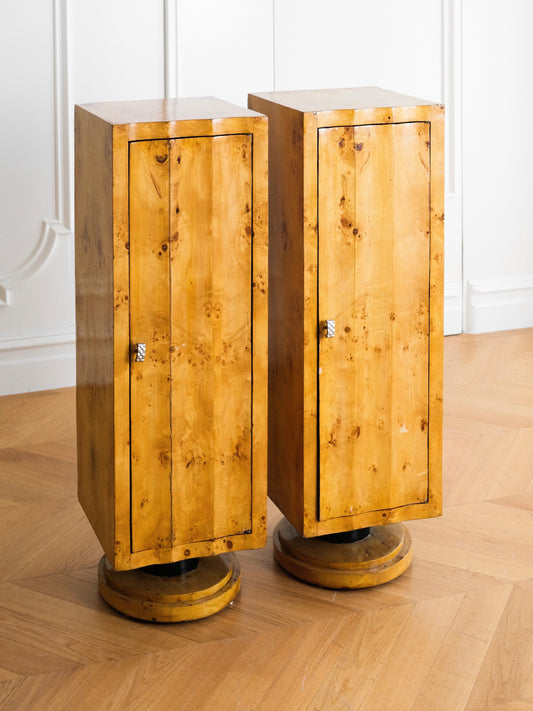 Art Deco British Walnut Edge Cabinet Pair