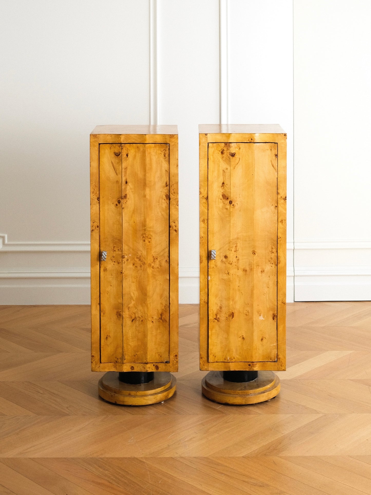 Art Deco British Walnut Edge Cabinet Pair