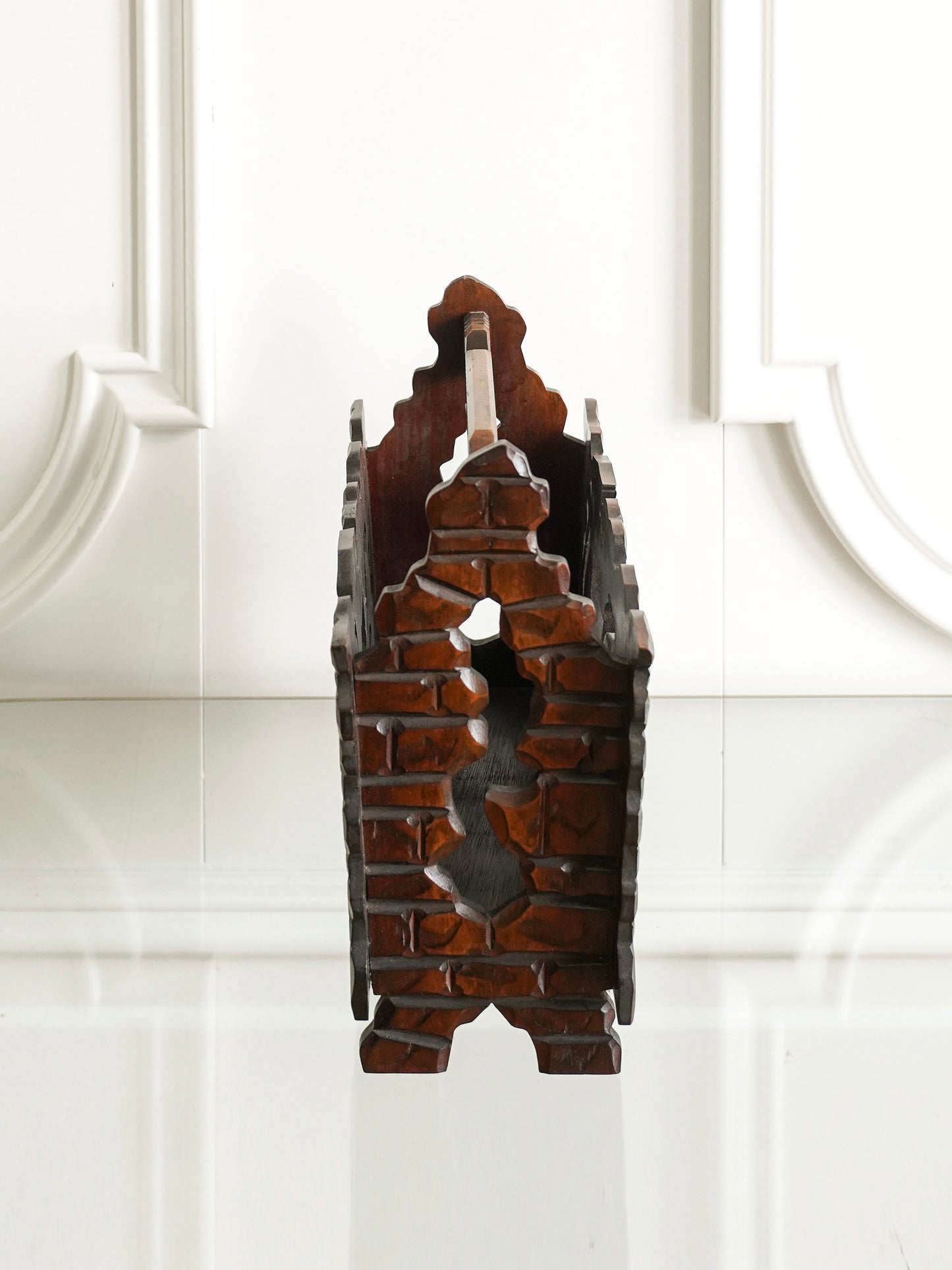 Wooden Carved Magazine Rack