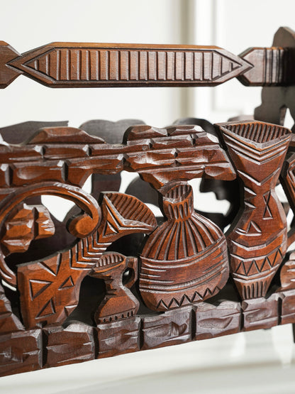 Wooden Carved Magazine Rack
