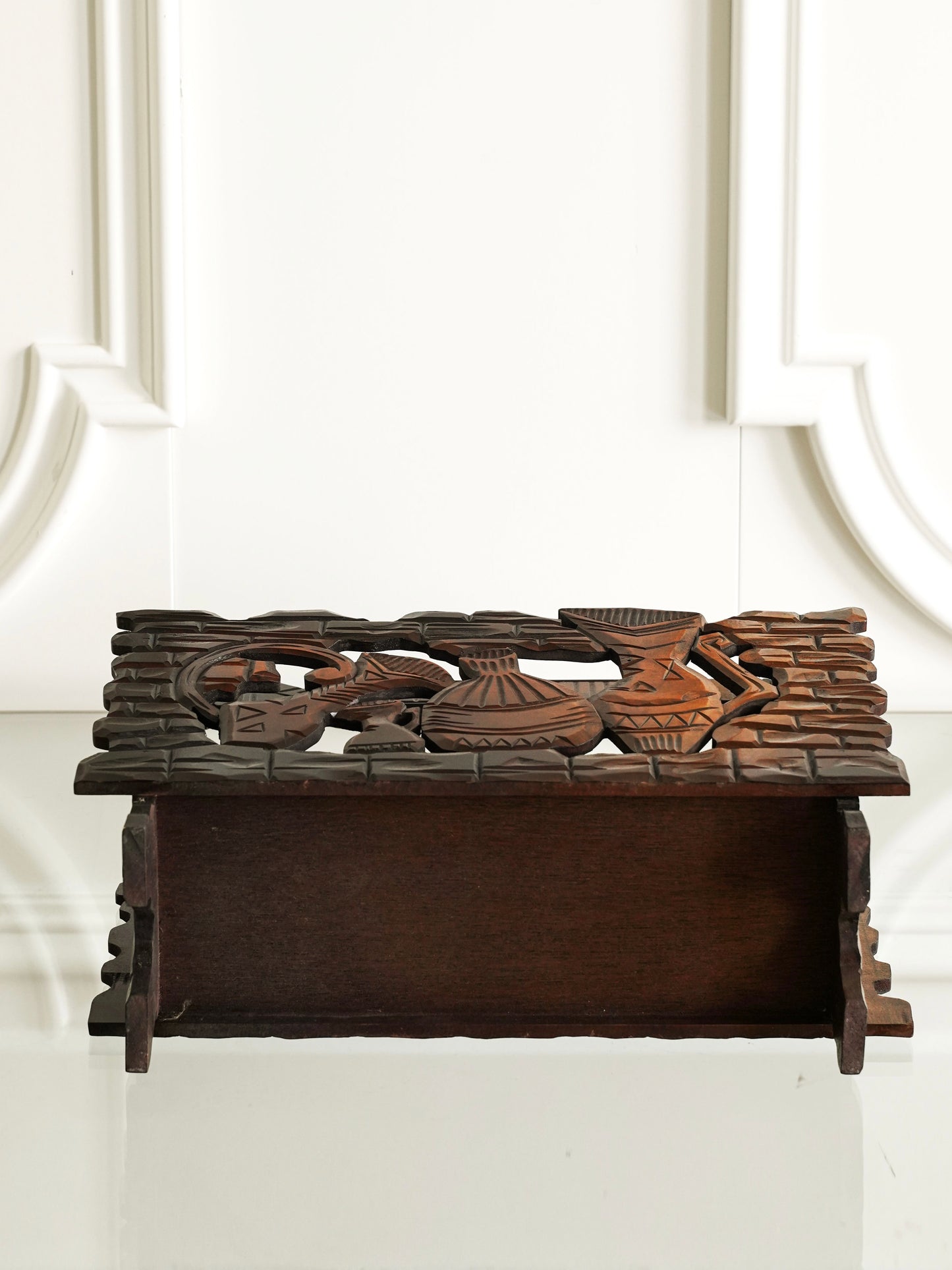 Wooden Carved Magazine Rack