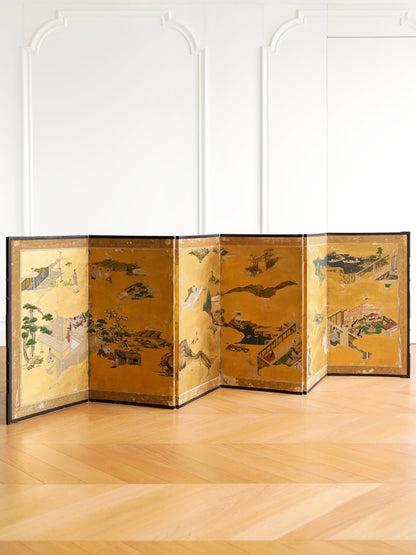 The Tale of Genji Folding Screen on Paper