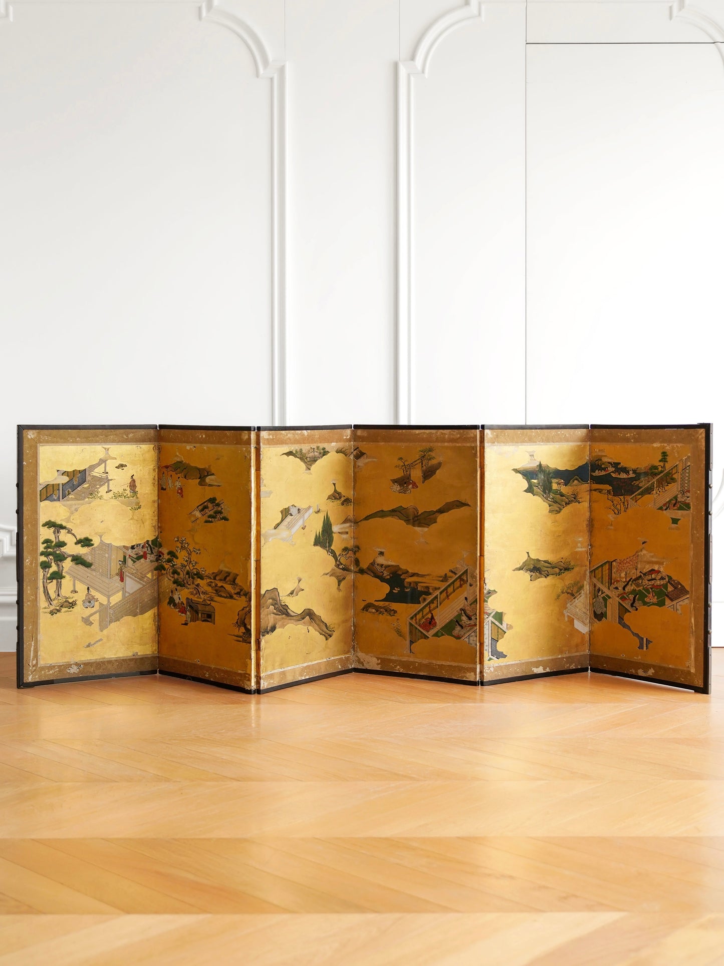 The Tale of Genji Folding Screen on Paper
