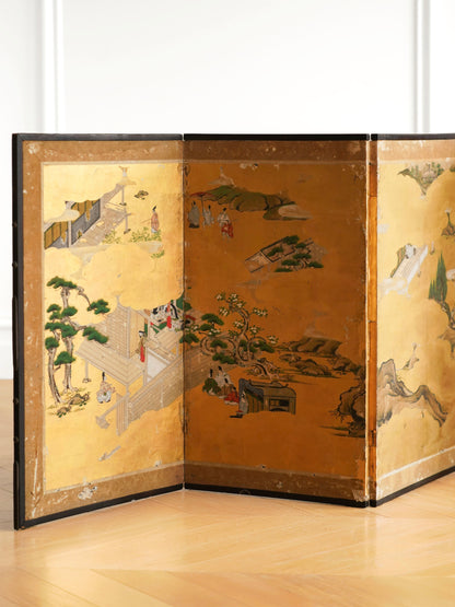 The Tale of Genji Folding Screen on Paper