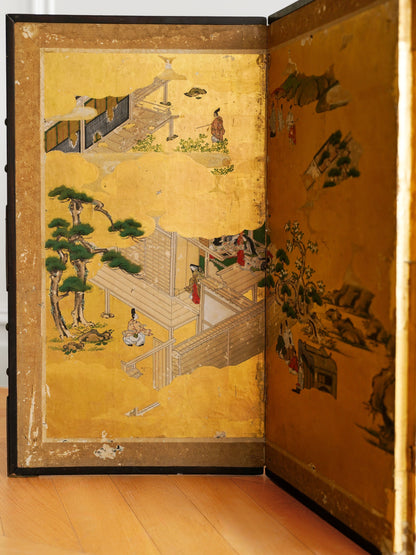 The Tale of Genji Folding Screen on Paper