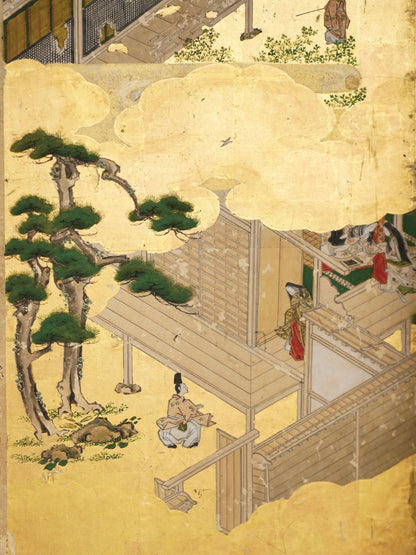 The Tale of Genji Folding Screen on Paper