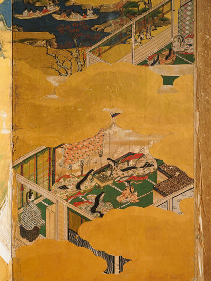 The Tale of Genji Folding Screen on Paper