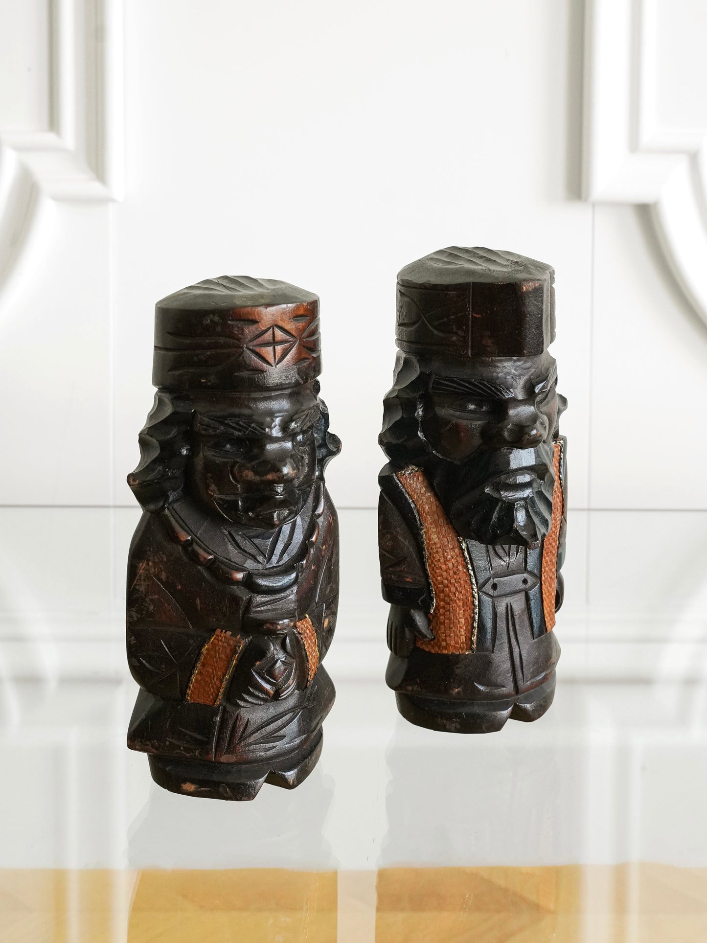 Pair of Vintage Ainu Wooden Figurines