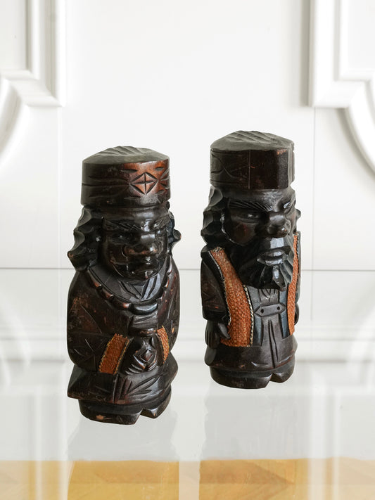 Pair of Vintage Ainu Wooden Figurines
