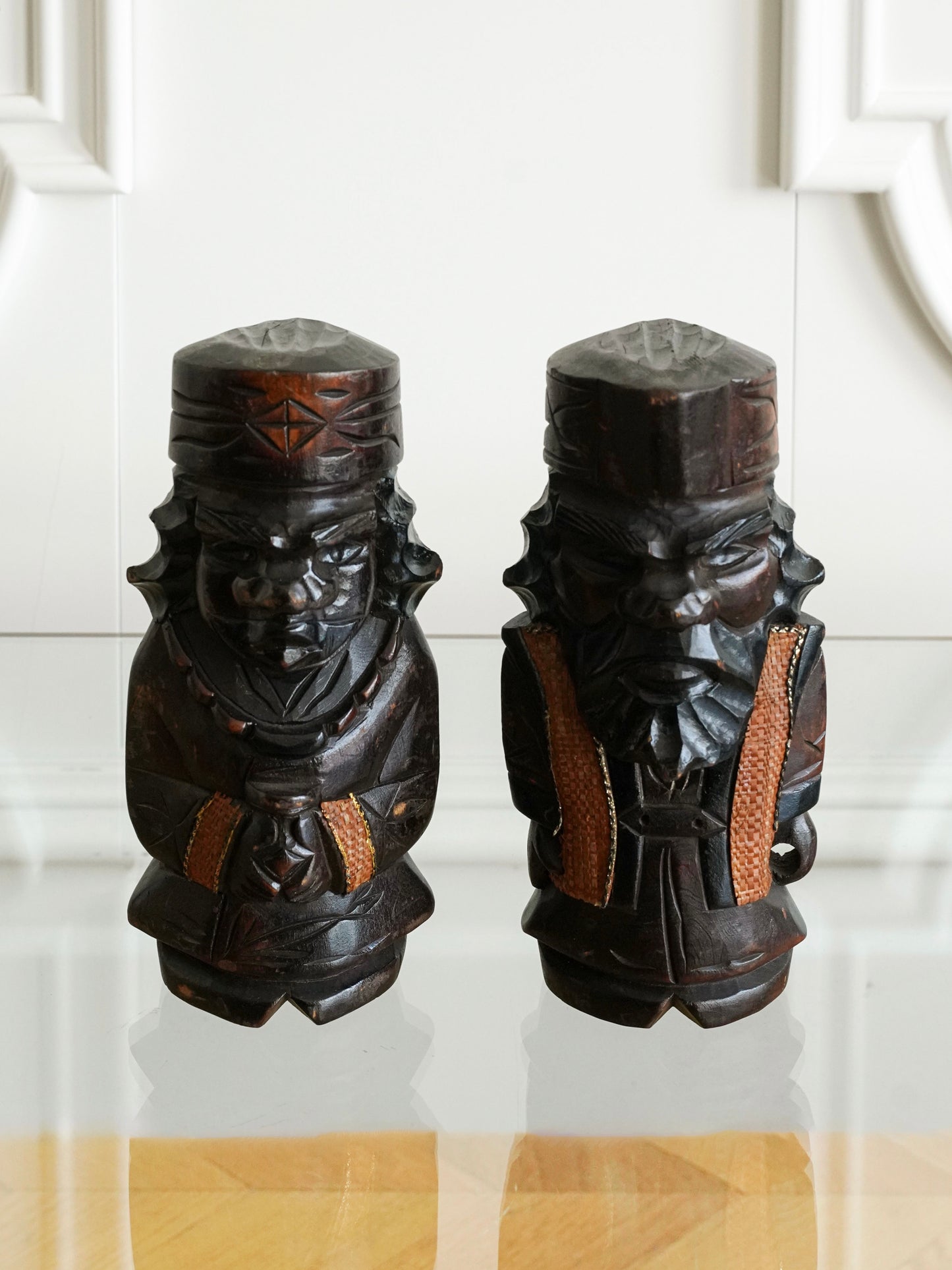 Pair of Vintage Ainu Wooden Figurines