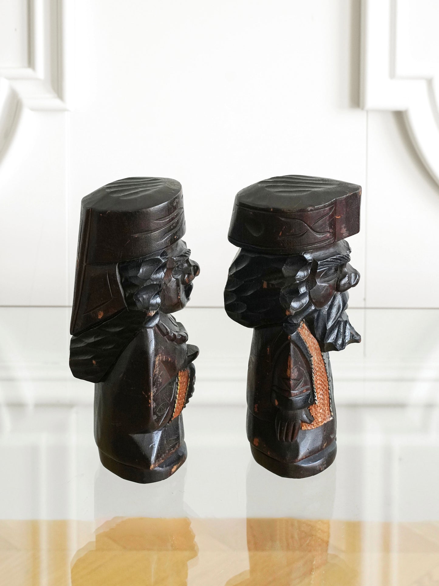 Pair of Vintage Ainu Wooden Figurines