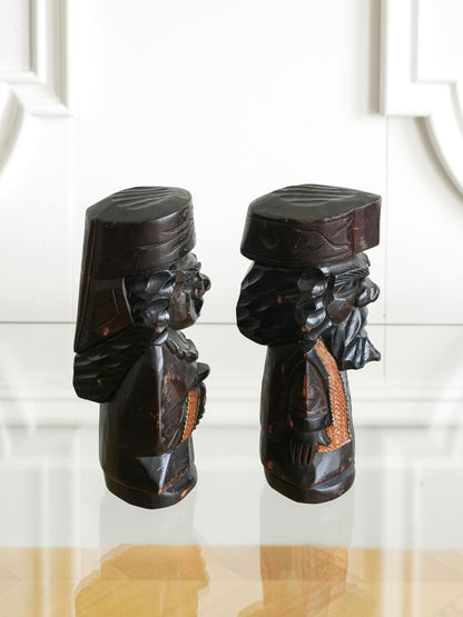 Pair of Vintage Ainu Wooden Figurines