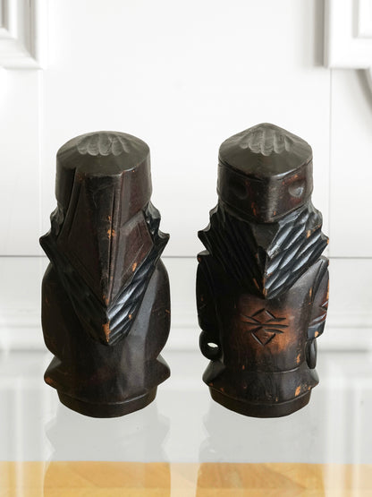 Pair of Vintage Ainu Wooden Figurines