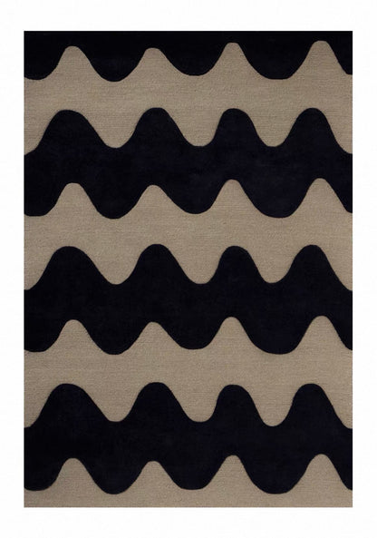 Duneflow Handwoven Rug – Midnight Ivory