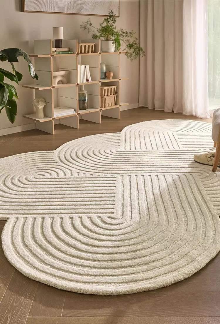 Labyrinth Handwoven Rug – Ivory Cream