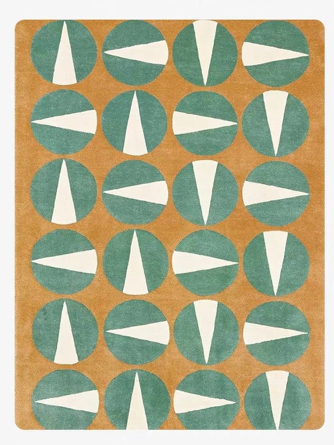 Orbita Handwoven Rug – Aqua Ochre