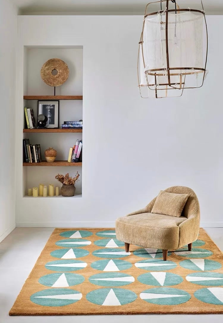 Orbita Handwoven Rug – Aqua Ochre