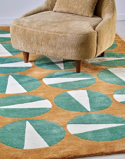 Orbita Handwoven Rug – Aqua Ochre