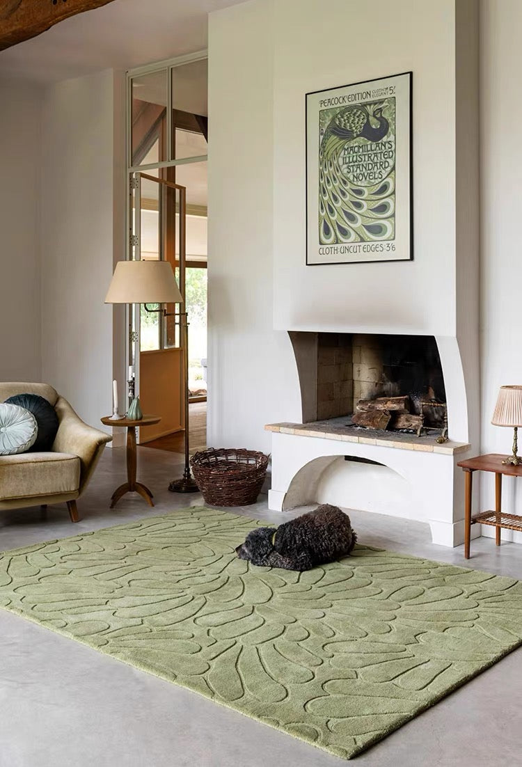 Verdant Bloom Handwoven Rug – Sage Green