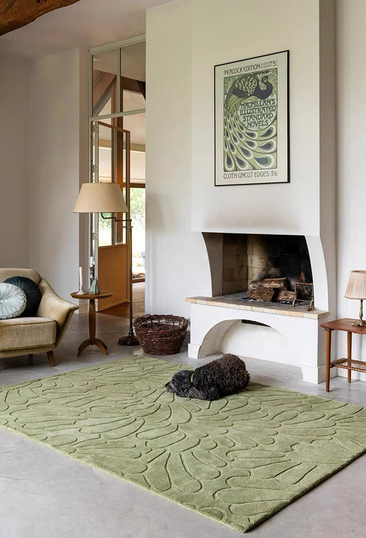 Verdant Bloom Handwoven Rug – Sage Green