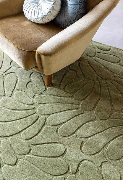 Verdant Bloom Handwoven Rug – Sage Green